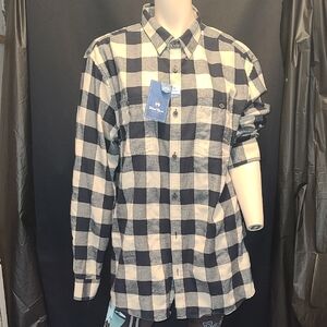 WINDRIVER OUTFITTERS BUTTON DOWN PLAID Men's Black and White Checkered Shirt